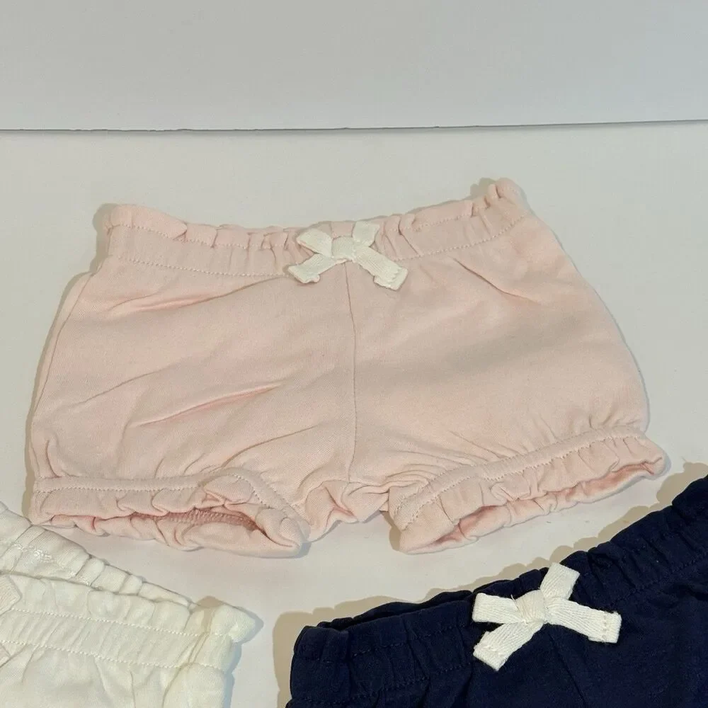 3 New Girls kids Bloomer Shorts Multipacks 3 Month blue white and pink